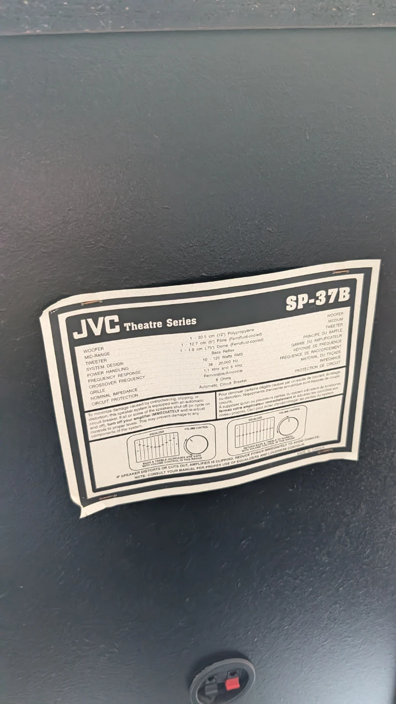 JVC Theatre Series SP-37B Speakers - photo 3
