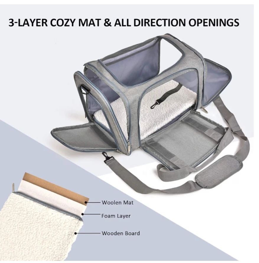 Grey Pet Carrier Bag for Cats and Small Dogs - photo 2