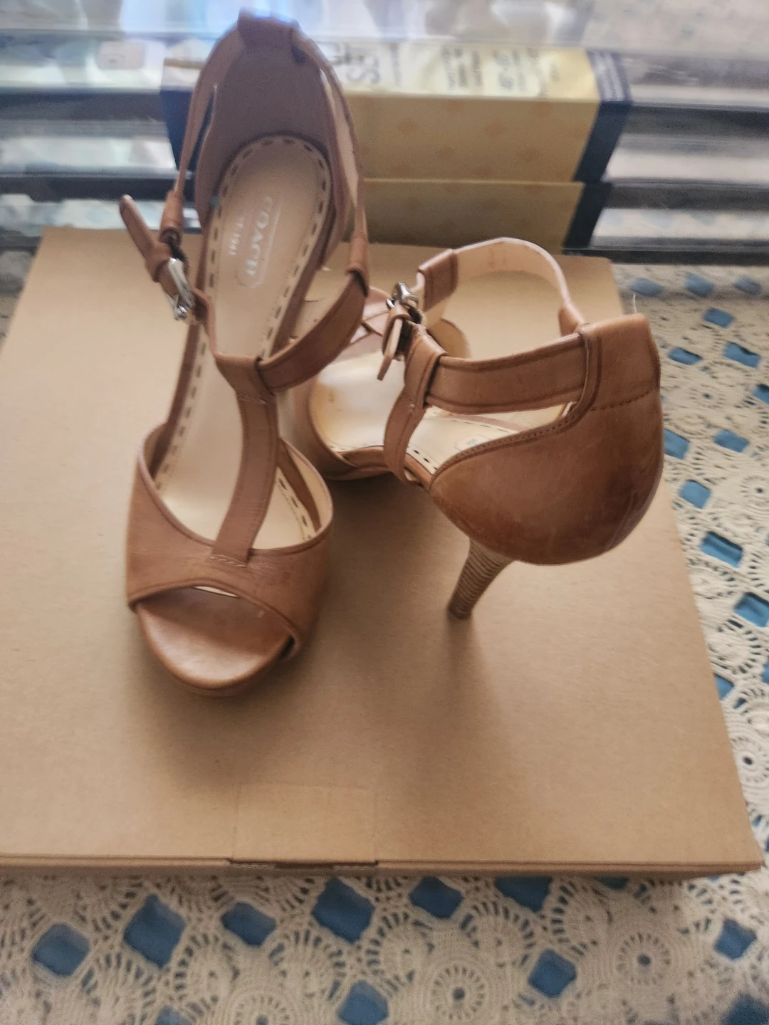 Coach Brown Leather T-Strap Heels - photo 2
