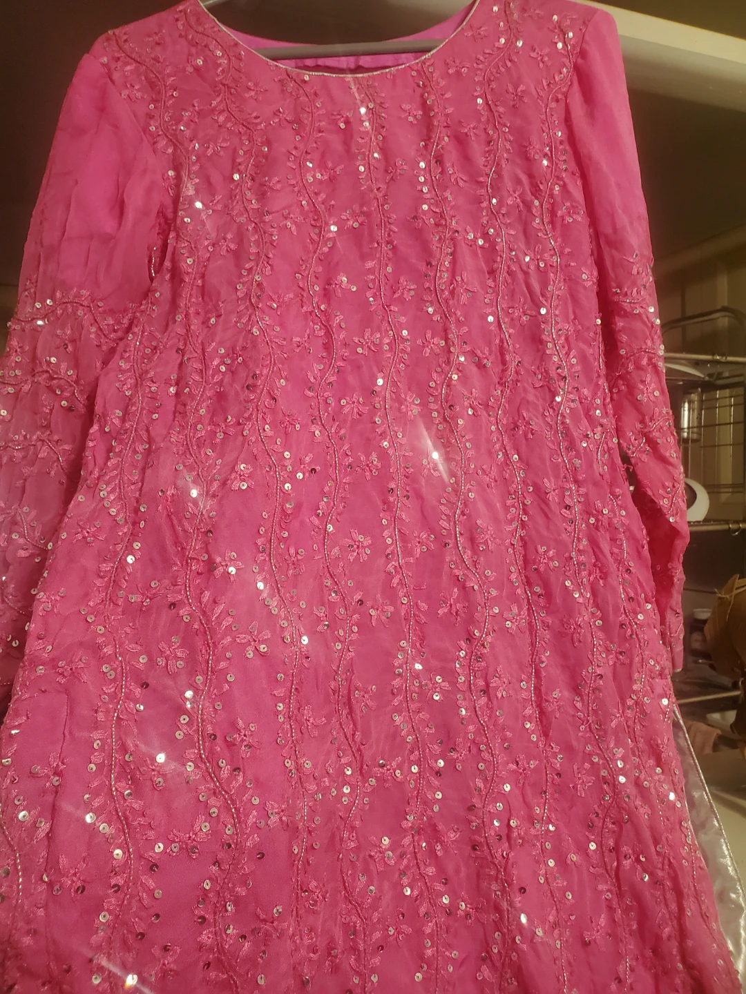 Pink Sequined Kameez with Pants and duppta - photo 2