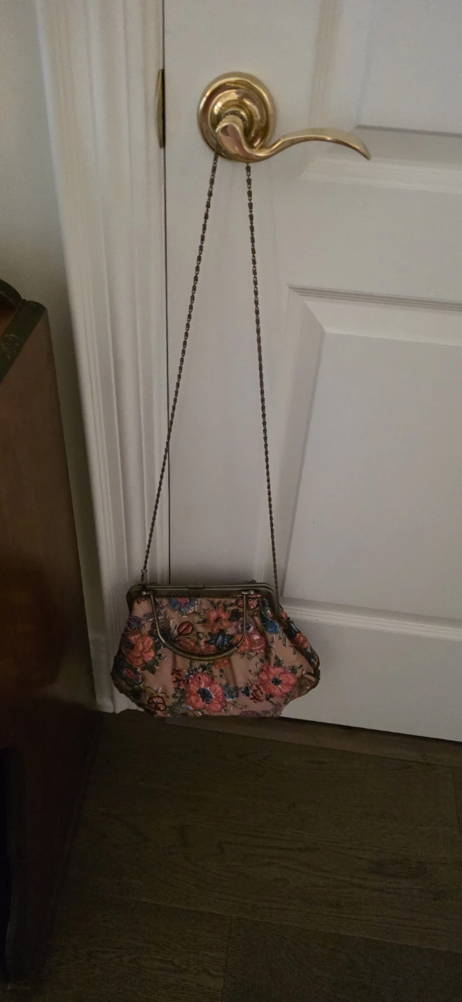 Vintage Floral Beaded Clutch Purse with Chain - photo 3