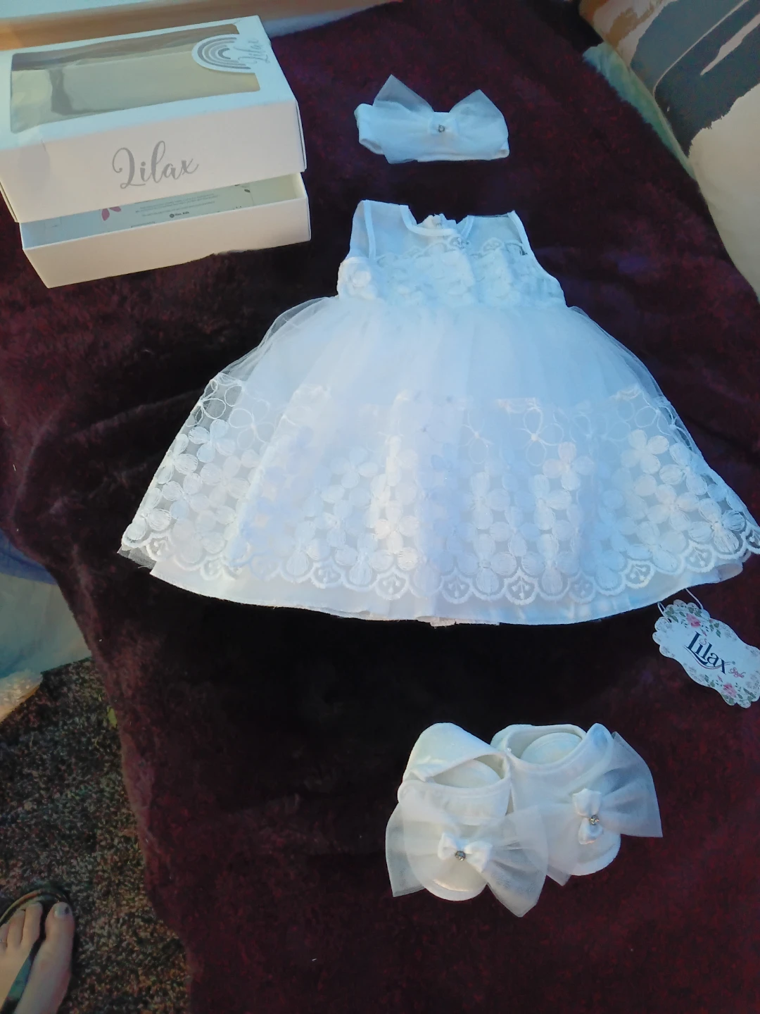 LILAX Baby Dress Set with Headband and Shoes