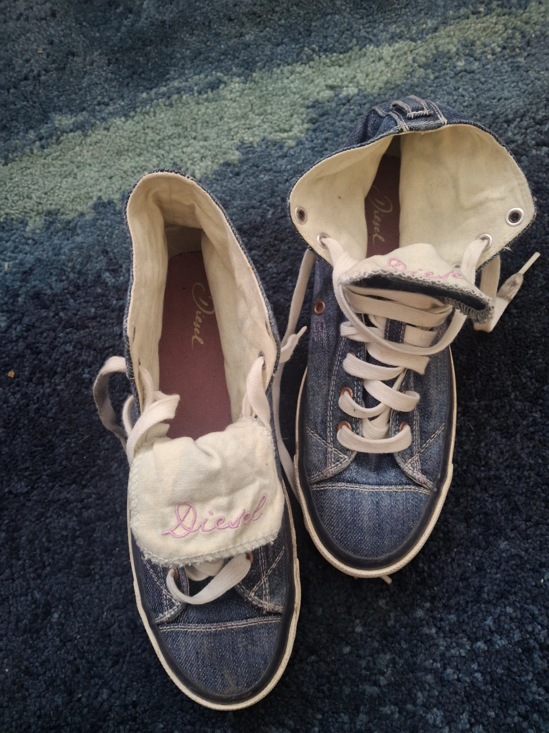Vintage Distressed Diesel denim high-top sneakers - photo 5