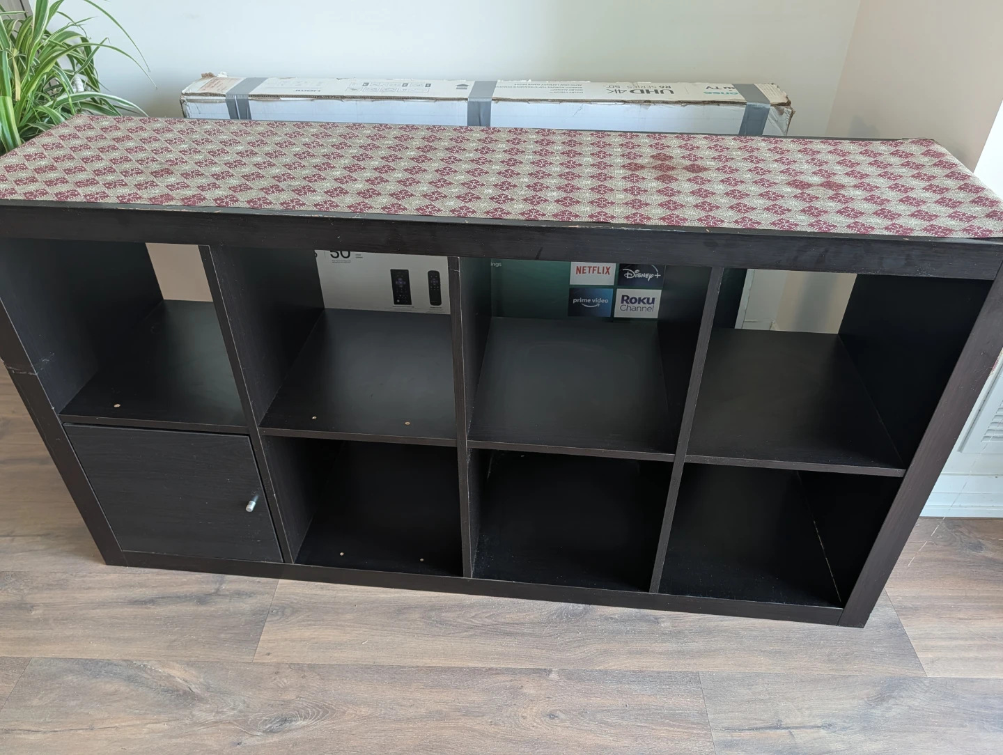 Dark Brown Cube Storage Unit with Door