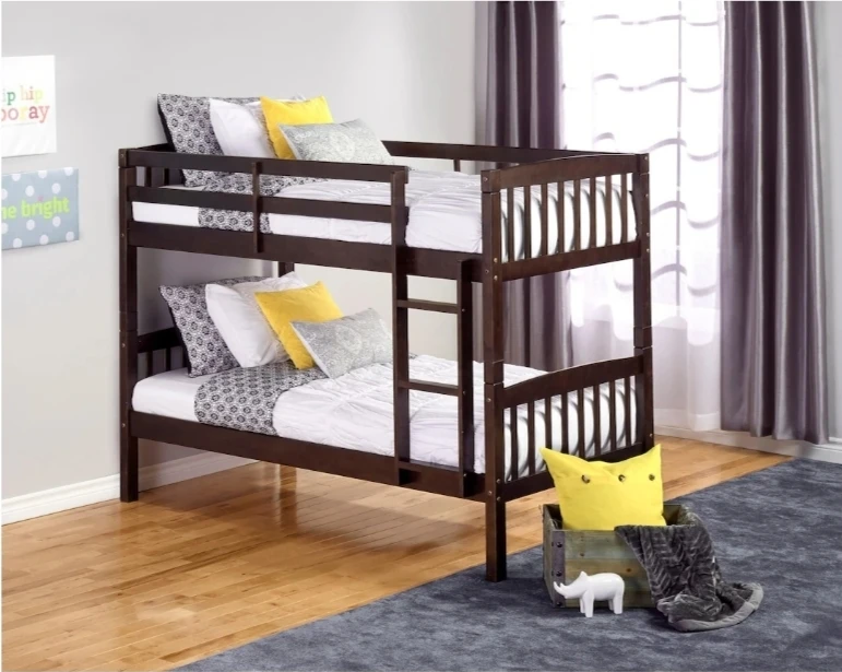 Convertible Twin Over Twin Solid Wood with 2 Twin Matresses