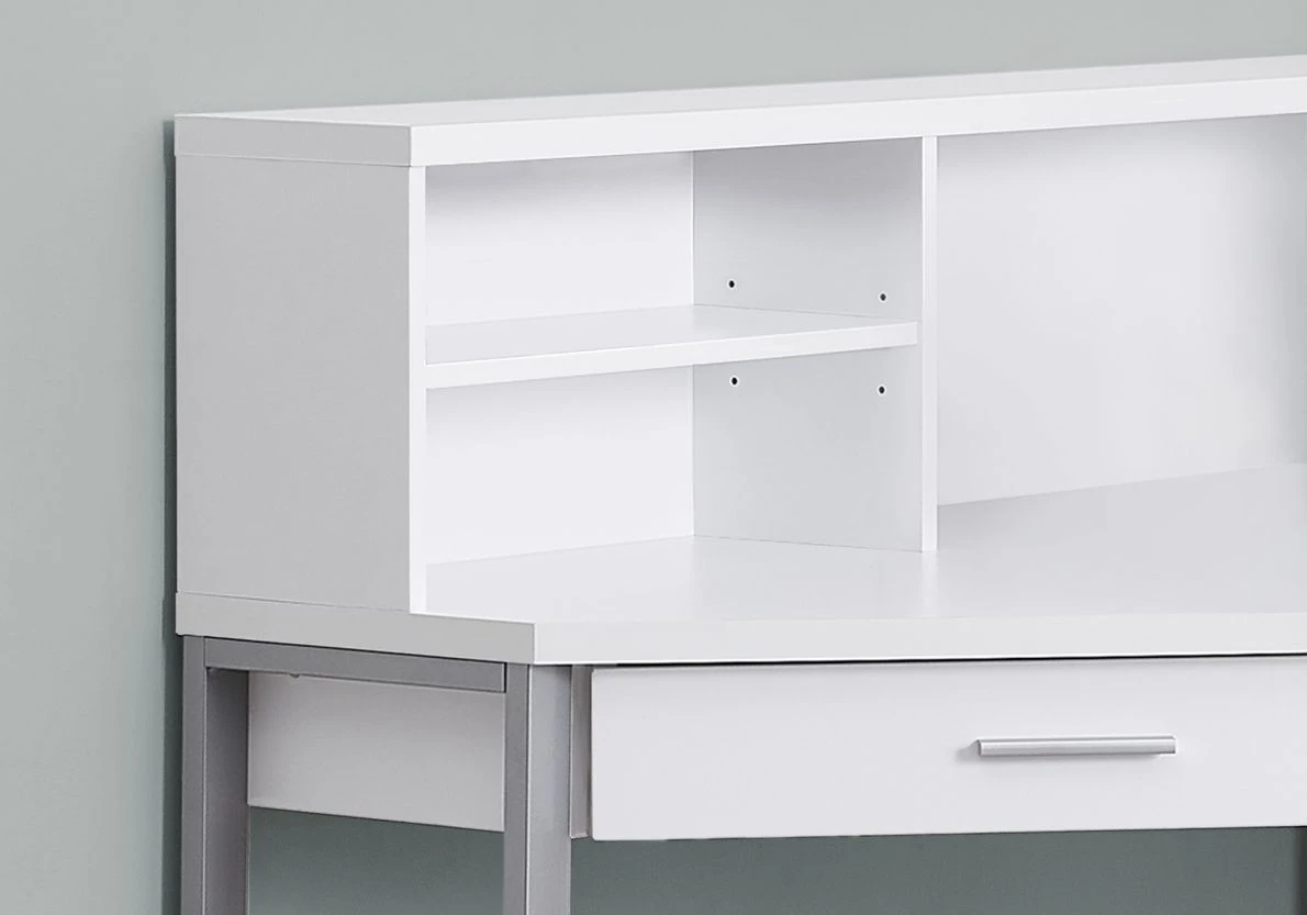 White Corner Desk with Hutch and Drawers - photo 4