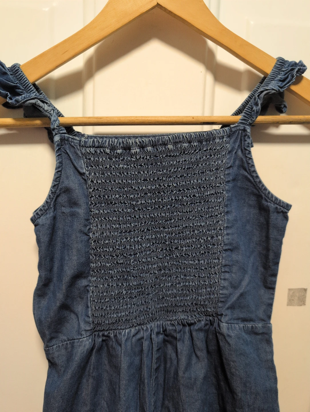 Denim Romper with Ruffle Straps - photo 5