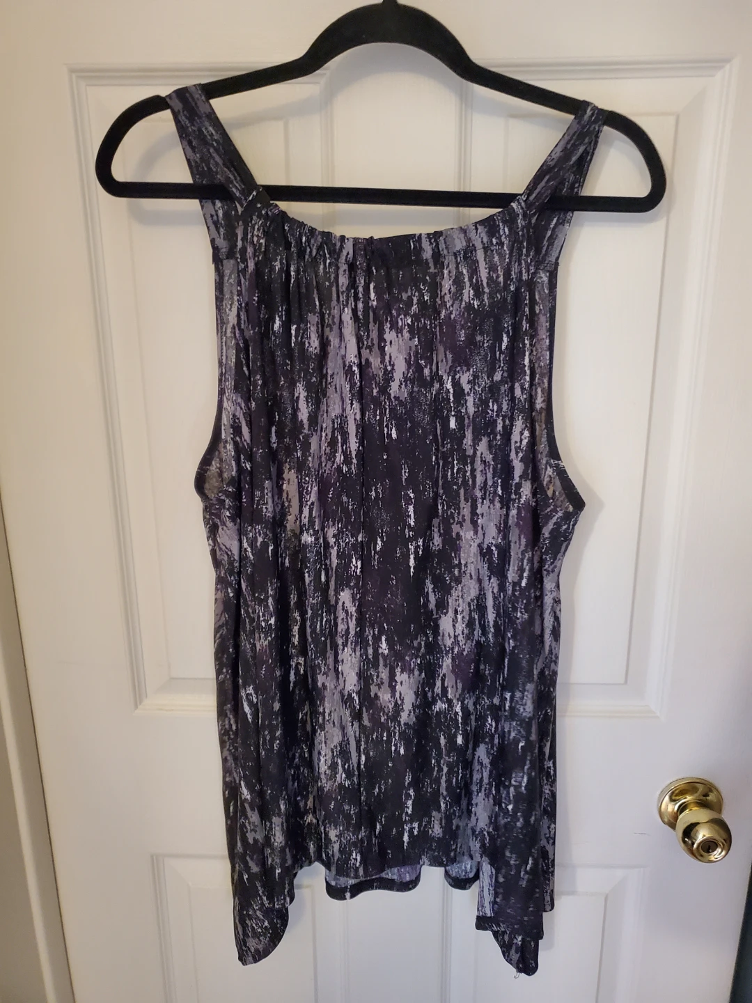 Black/Gray Gathered Plus Size Sleeveless Tank Top - photo 2