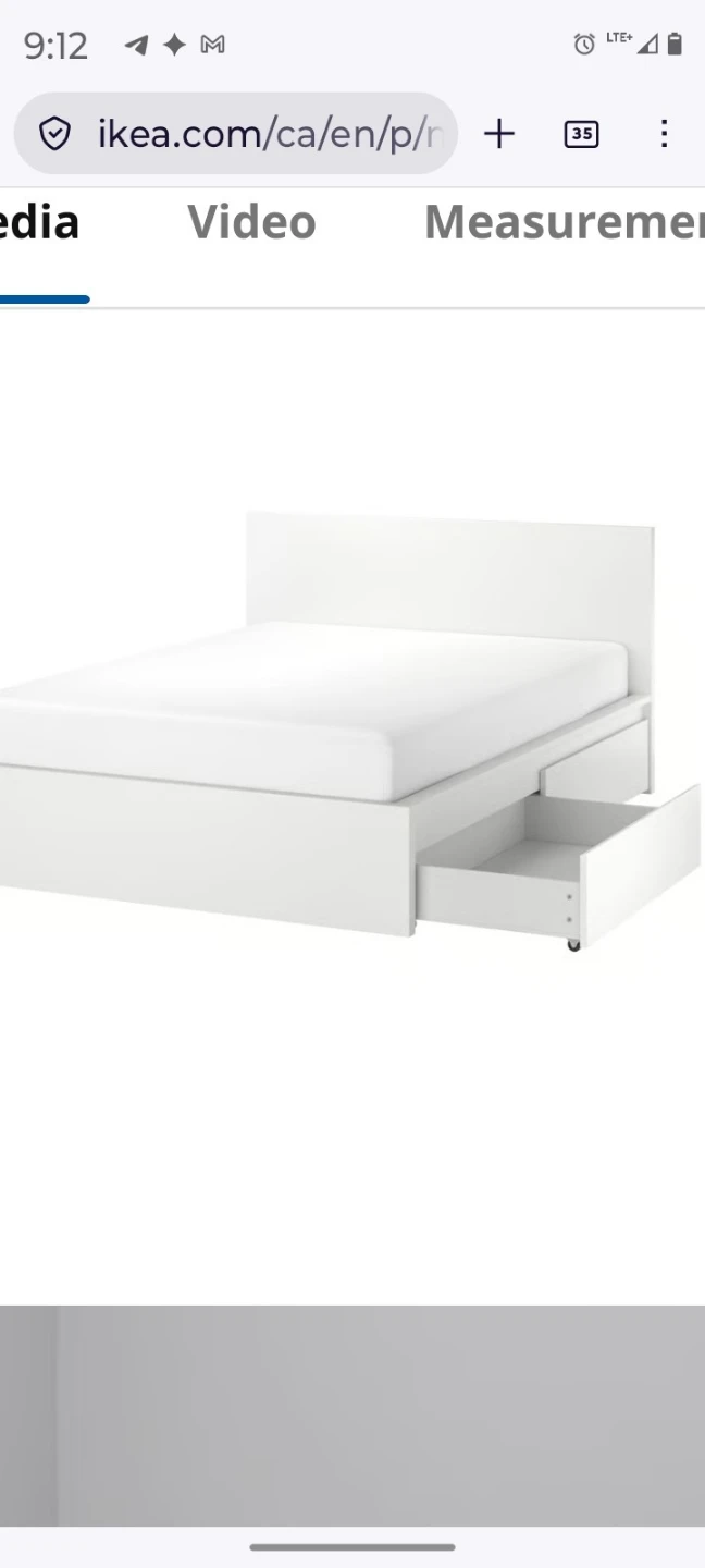 Ikea White bedframe with four drawer storage Queen - photo 2
