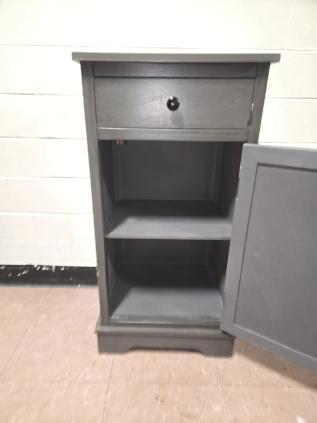 Compact Storage Cabinet - Grey Accent Table with Shelves - photo 2