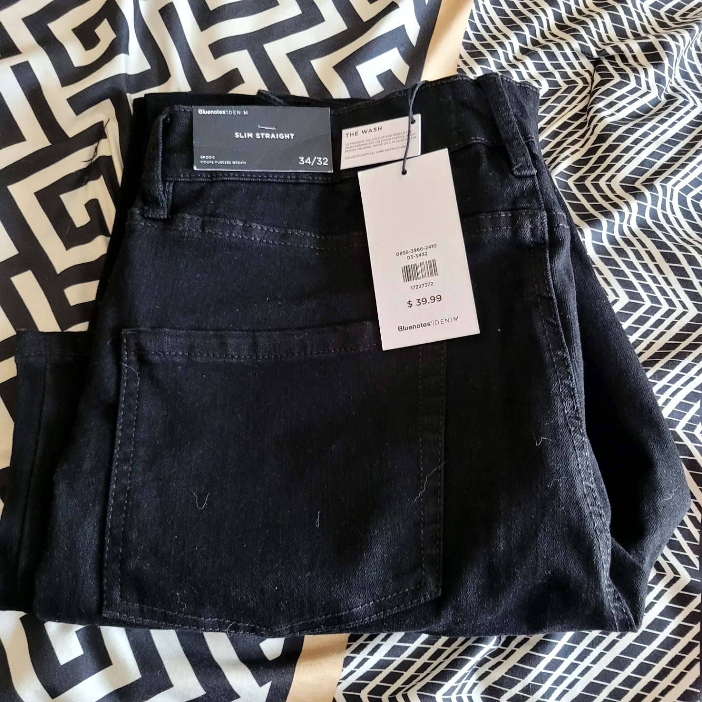 Bluenotes Denim Slim Straight Jeans - Black 34/32