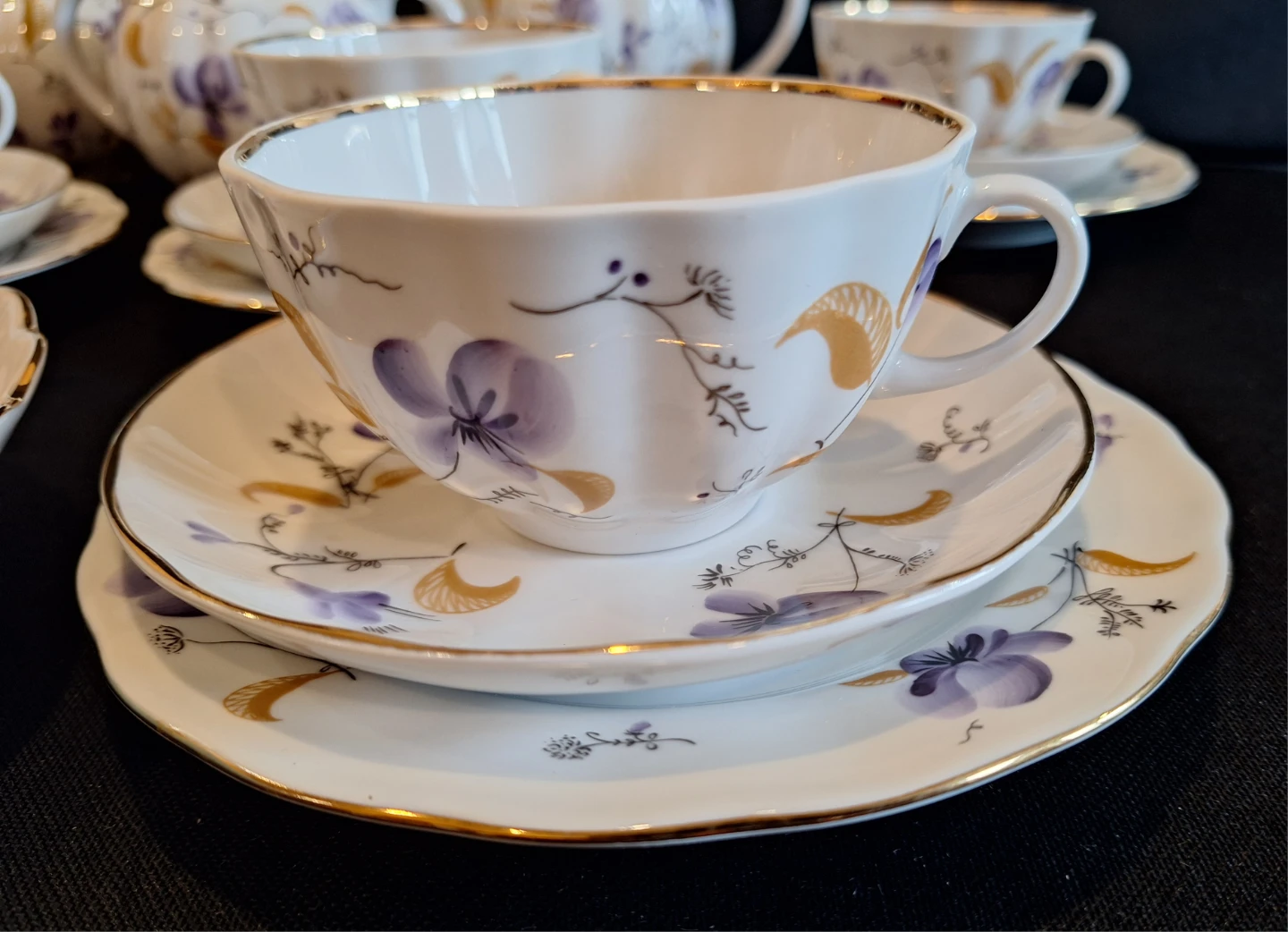 Beautiful Violets tea set porcelain Lomonosov Russia - photo 4