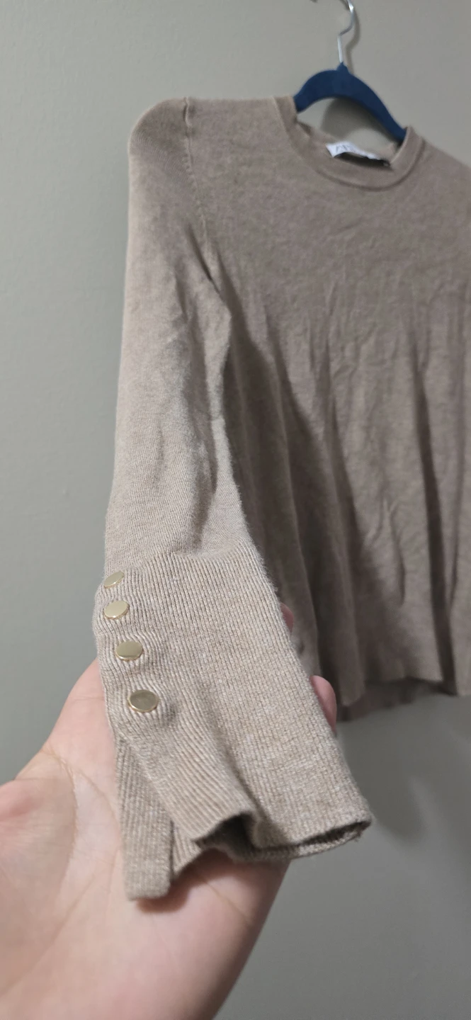 ZARA Women's Crew Neck Sweater with Button Cuffs - Size S - photo 2