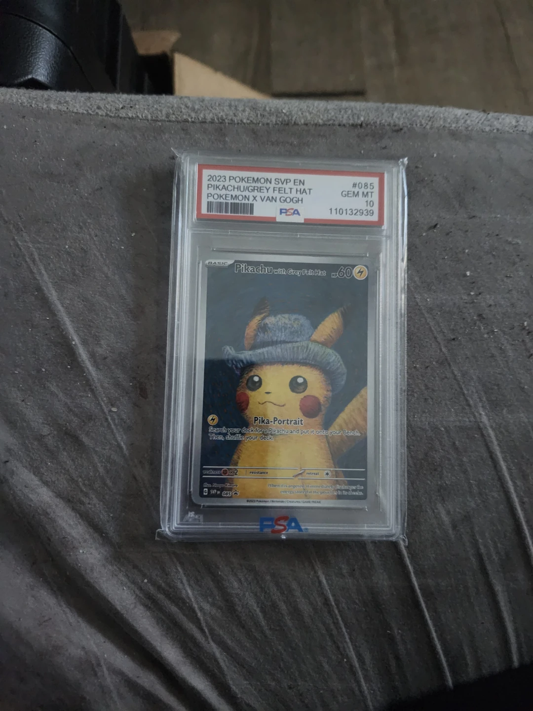 Pokemon 2023 Pikachu Grey Felt Hat Card