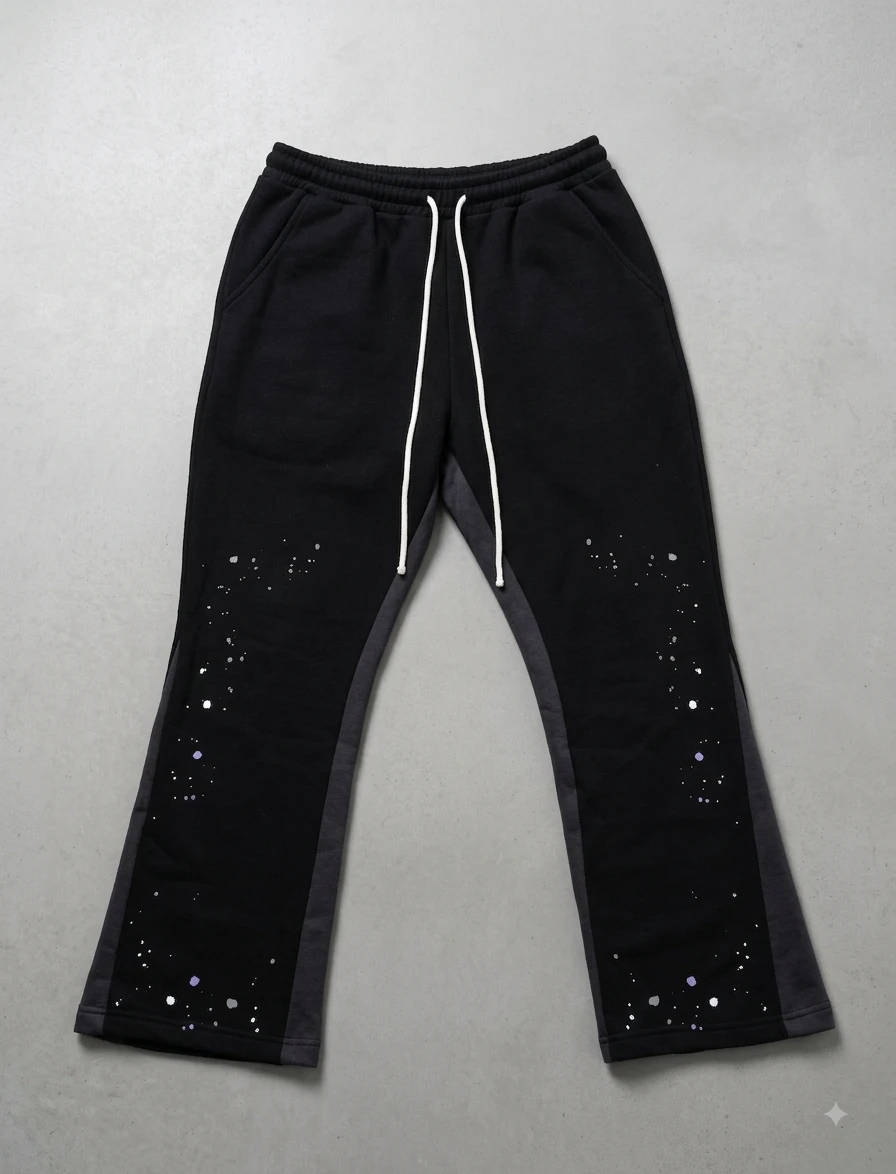 Black Sweatpants with Paint Splatter Detail