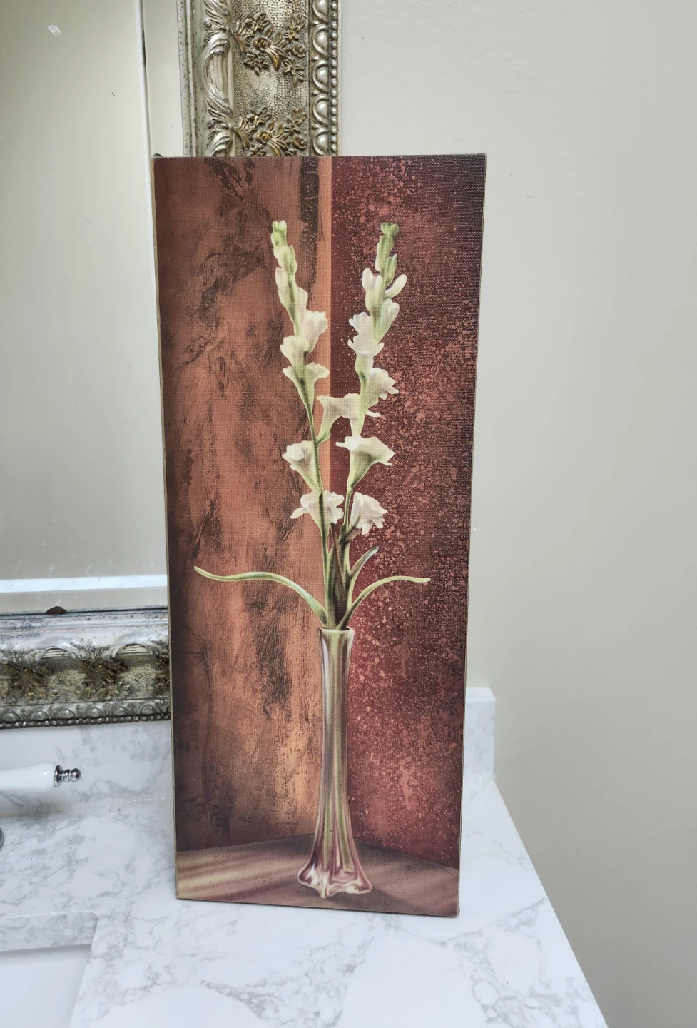 Canvas Wall Art White Flowers in Vase