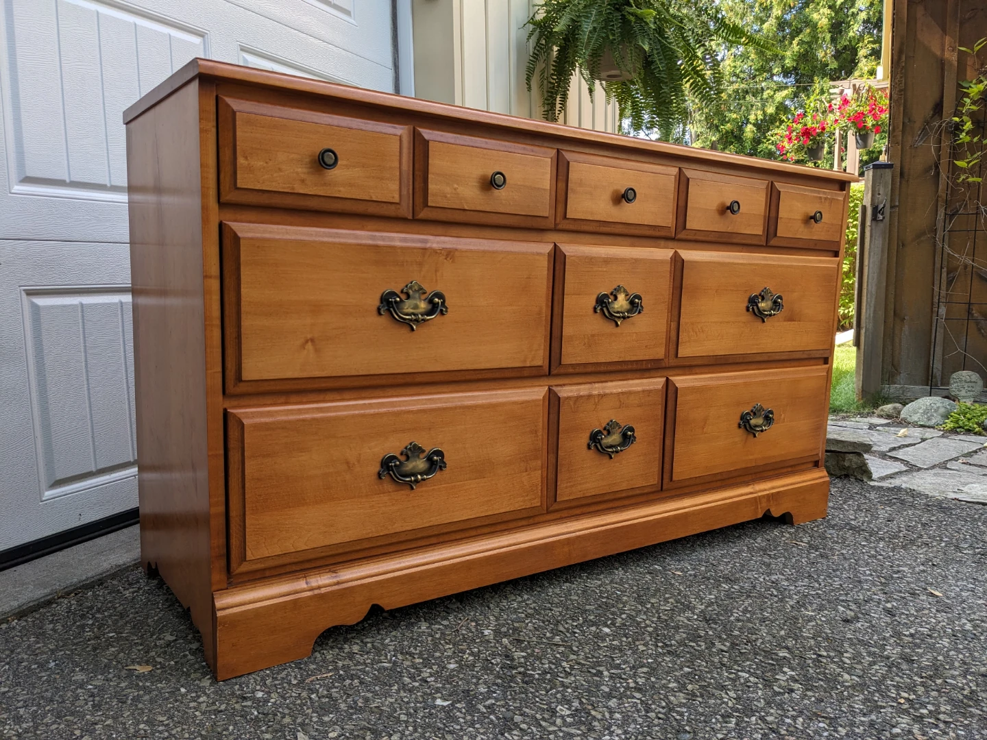 Baronet 9 Drawer Dresser/Mirror in Maple-Like New - photo 2
