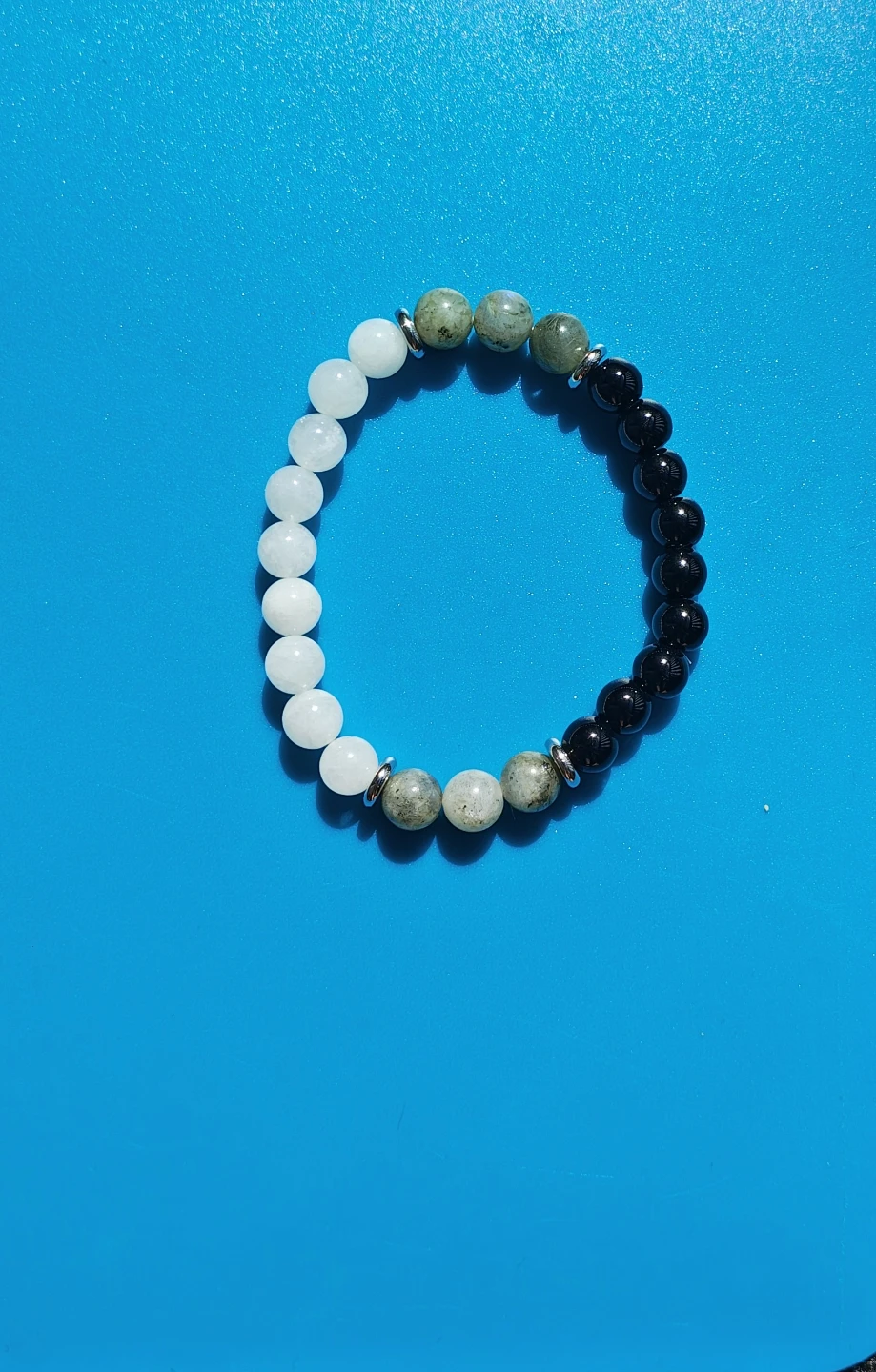 Quartz + Labradorite Beaded Bracelet - W/Black and Silver Tone - photo 2