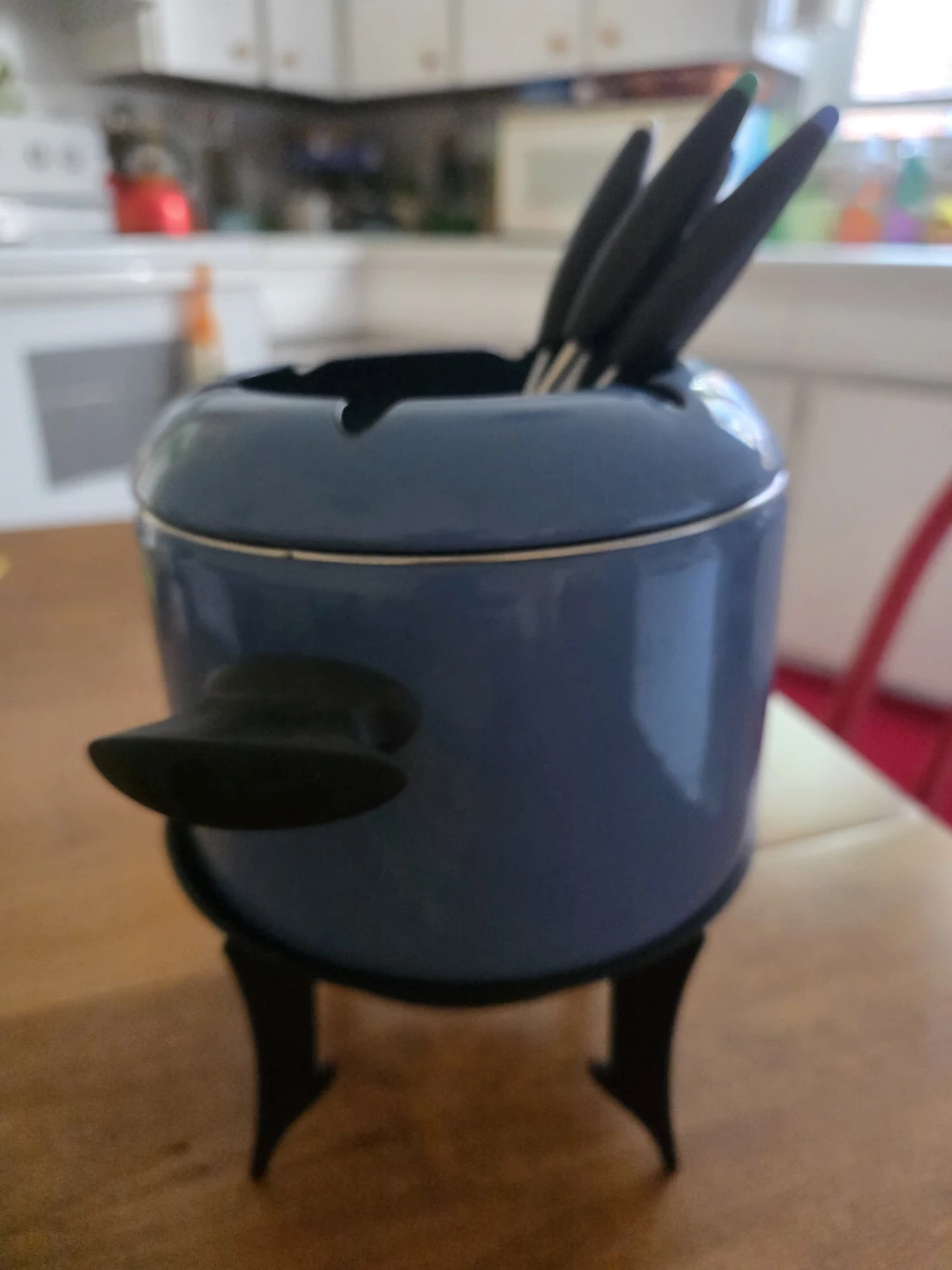 Blue Fondue Set with 6 Forks
