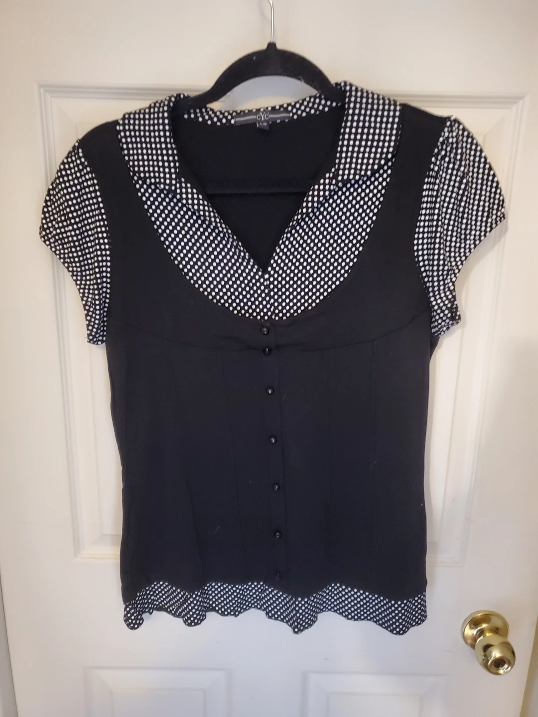 CYC Black and White Polka Dot Short Sleeve Top