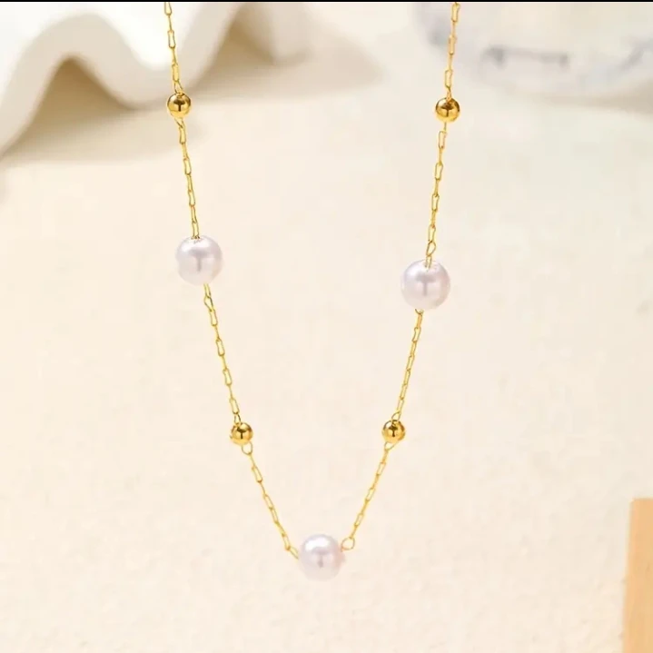 (BRAND NEW) Gold-tone pearl and bead necklace - photo 3