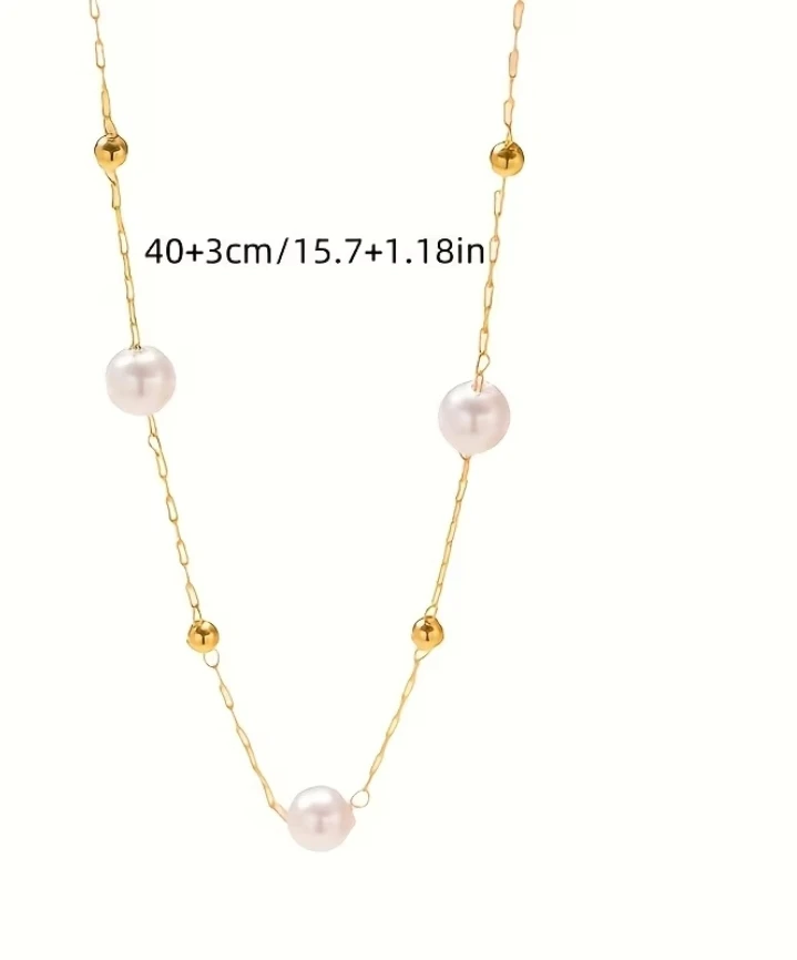 (BRAND NEW) Gold-tone pearl and bead necklace - photo 4