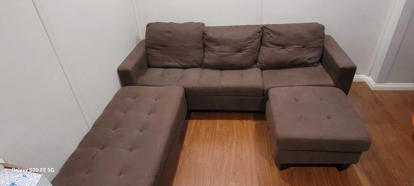Brown Sectional Sofa with Ottomans