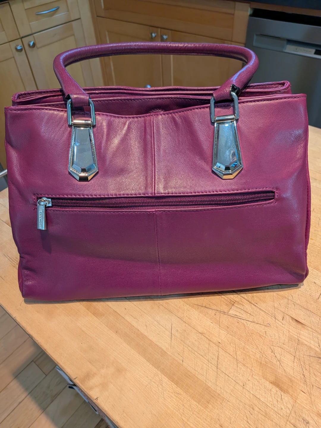 Danier Purple Leather Tote Handbag