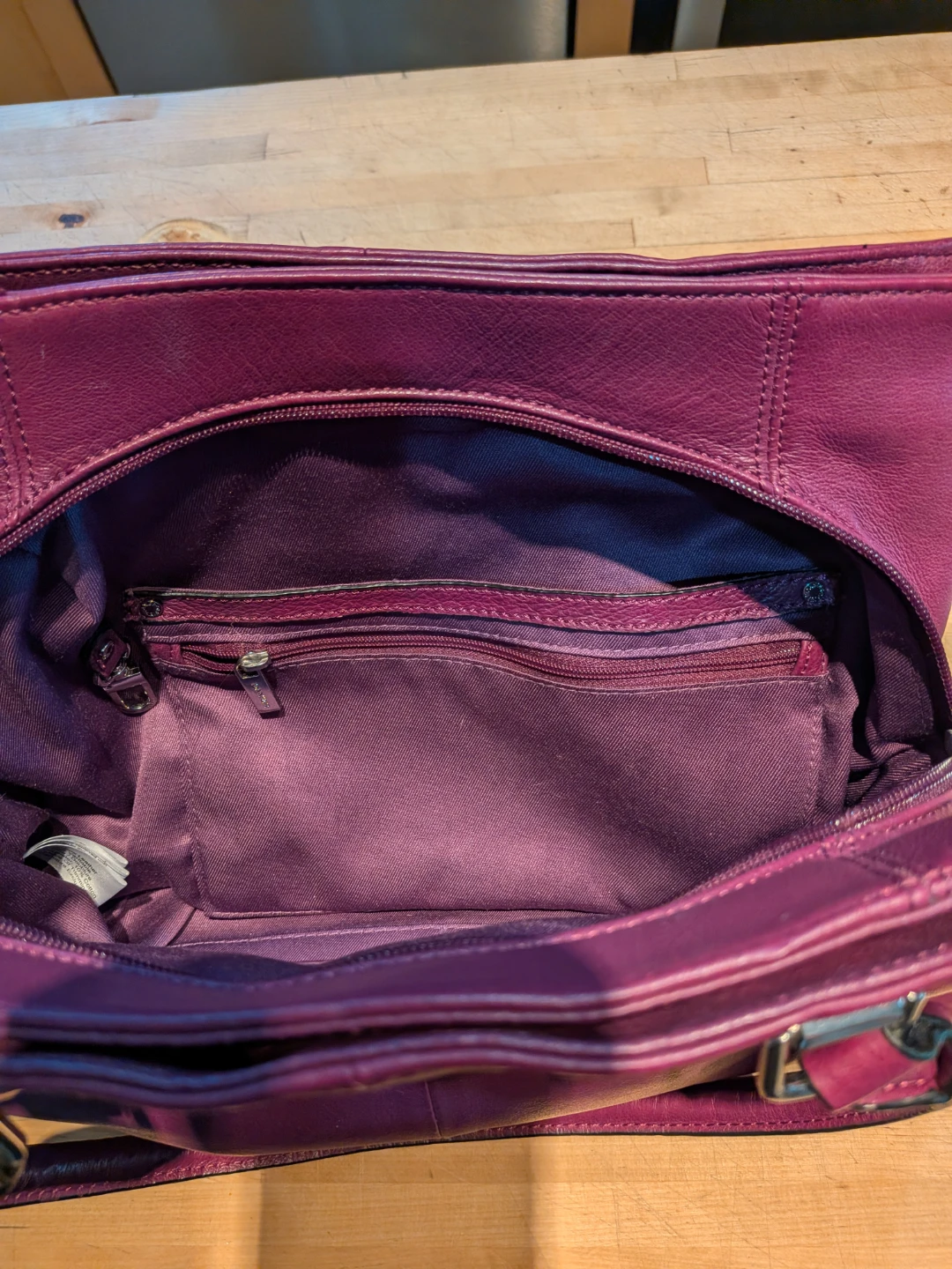 Danier Purple Leather Tote Handbag - photo 2