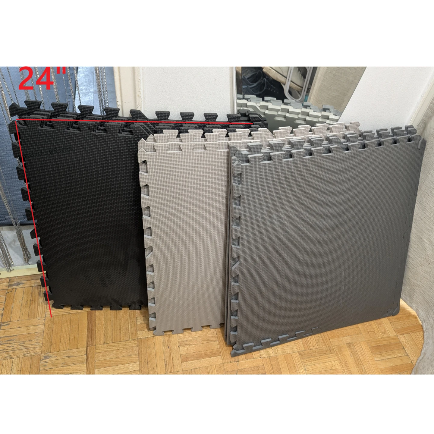 Used 24" Foam Floor Mat Tiles, Anti-Fatigue Gum Exercise 12-Pack - photo 2