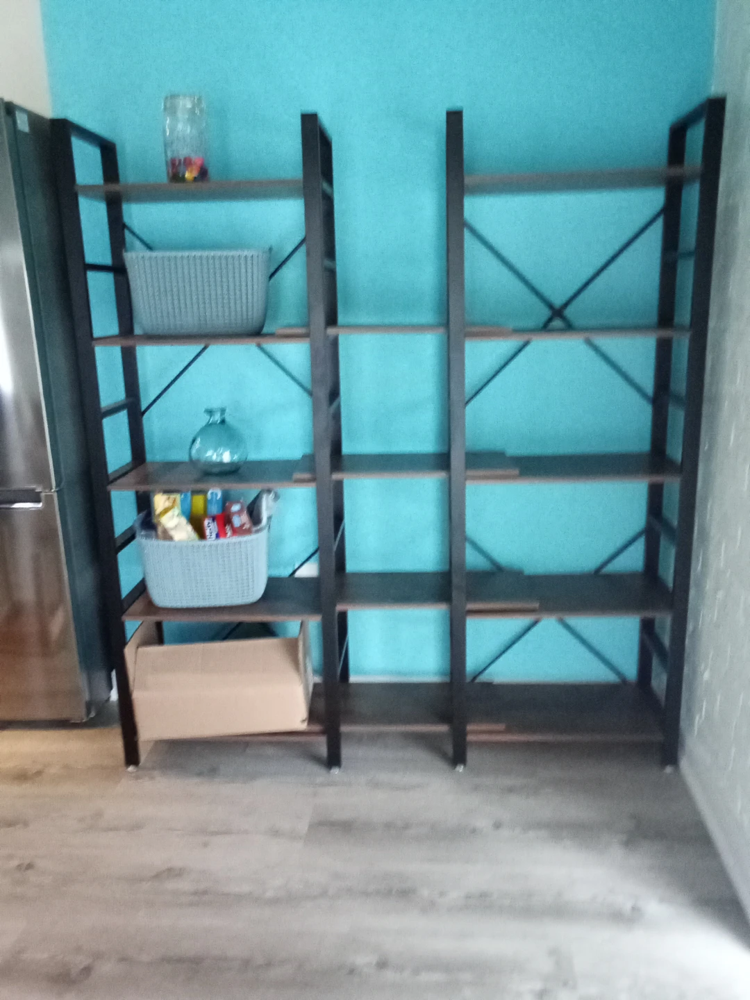 Tall metal bookshelfs with wooden shelves - photo 5