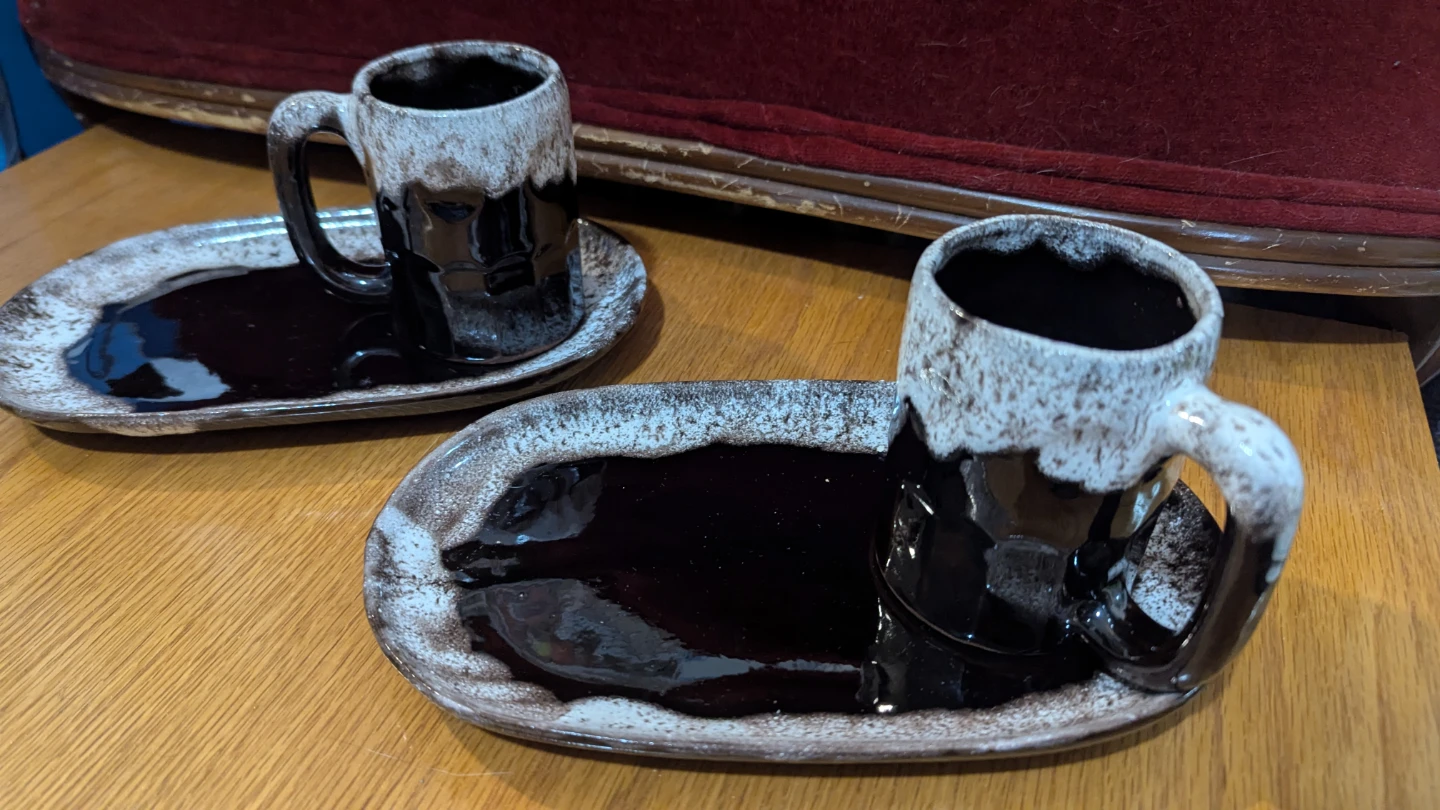 Vintage MCM Ceramic Mug and Saucer Set