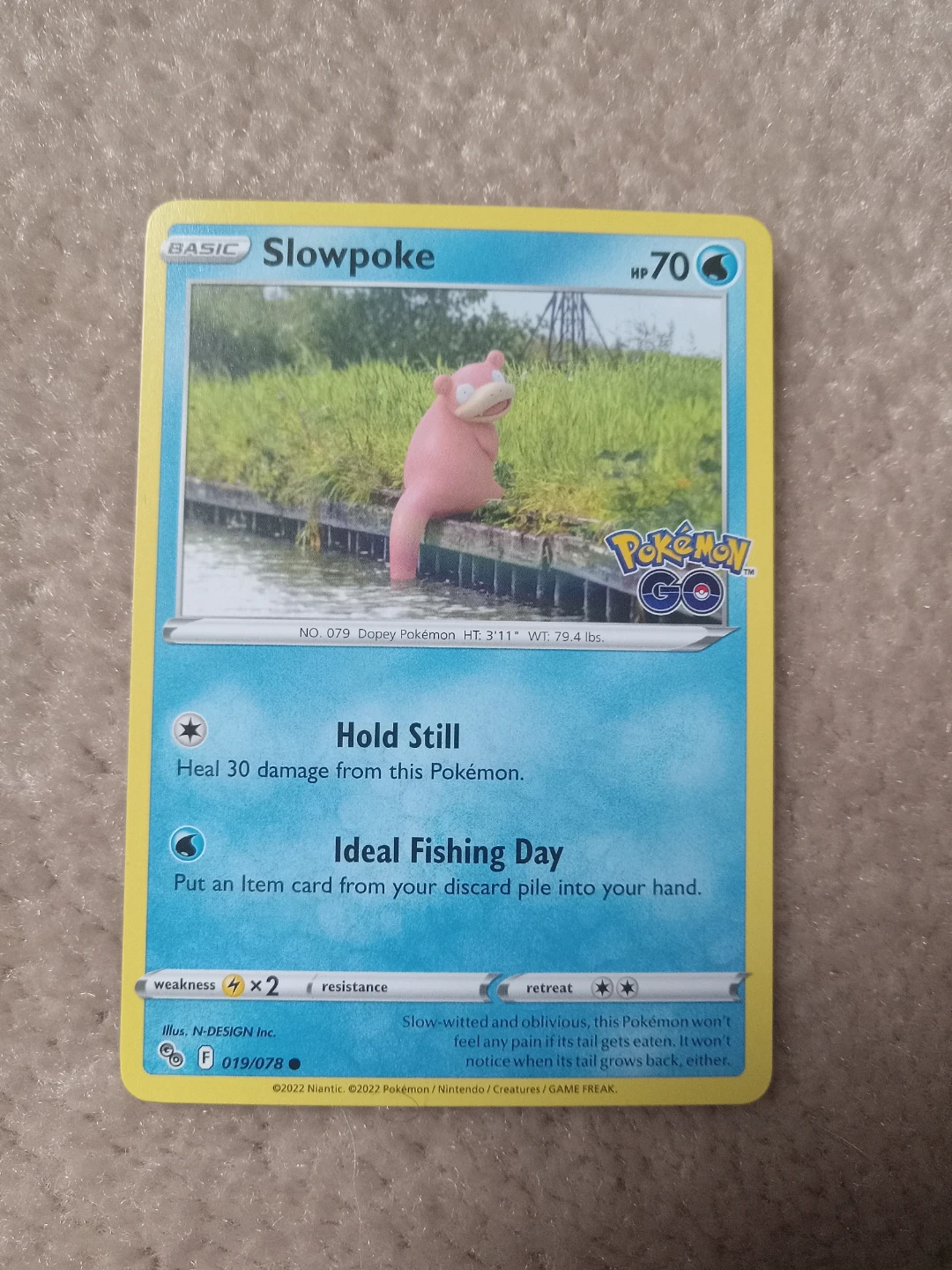 Pokemon GO Slowpoke Trading Card Near Mint