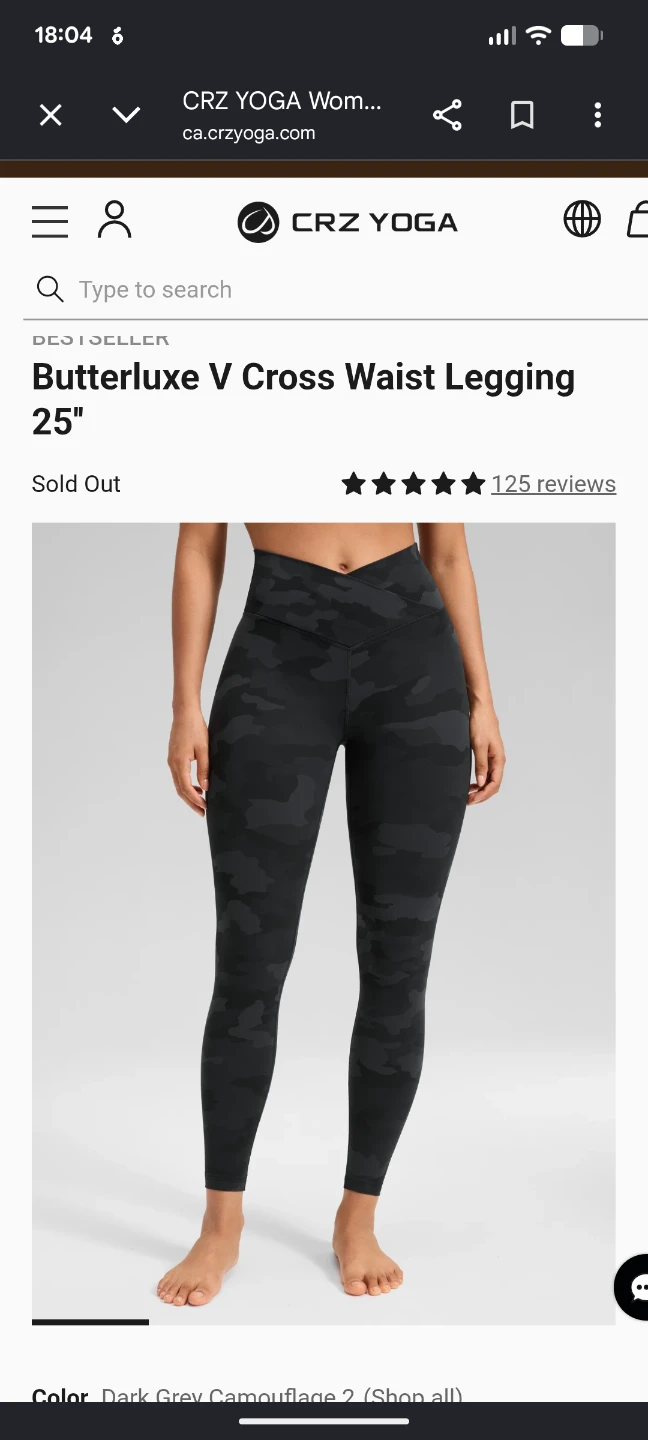 CRZ YOGA Butterluxe V Cross Waist Leggings - Dark Grey Camo