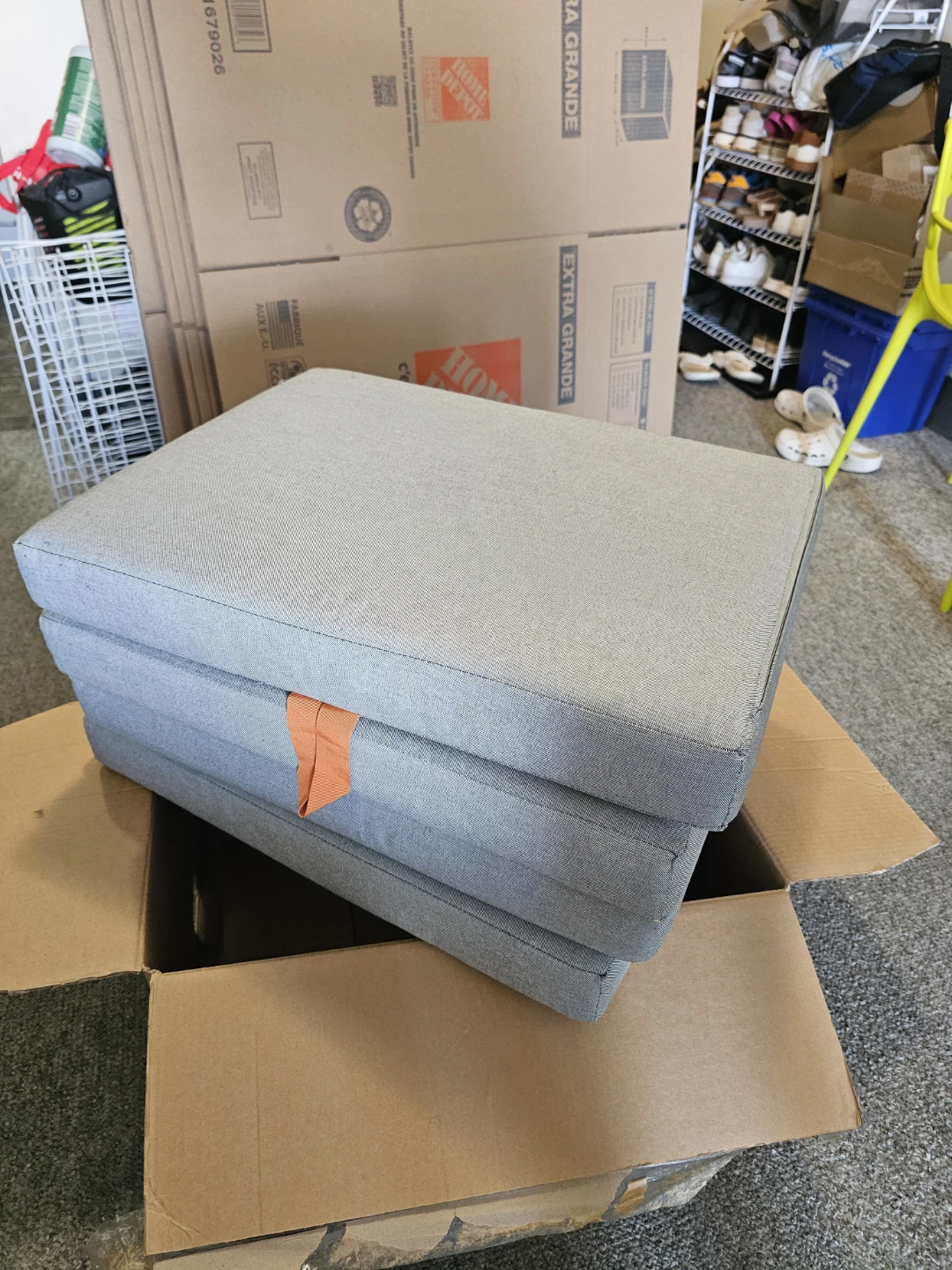 Grey Foldable Ottoman/Bench