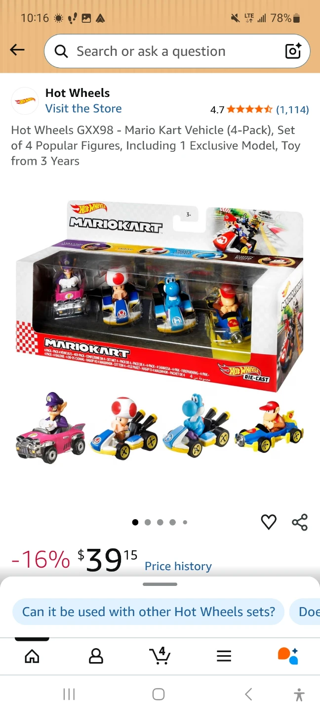 Hot Wheels Mario Kart 4-Pack Vehicles - photo 2