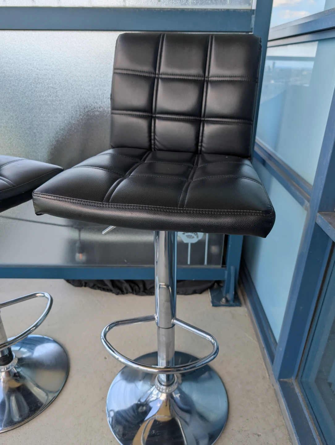 Black Faux Leather Bar Stools (Set of 2) - photo 2