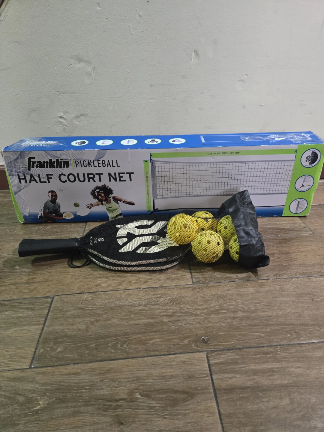 Franklin Pickleball Half Court Net with Paddles and Balls