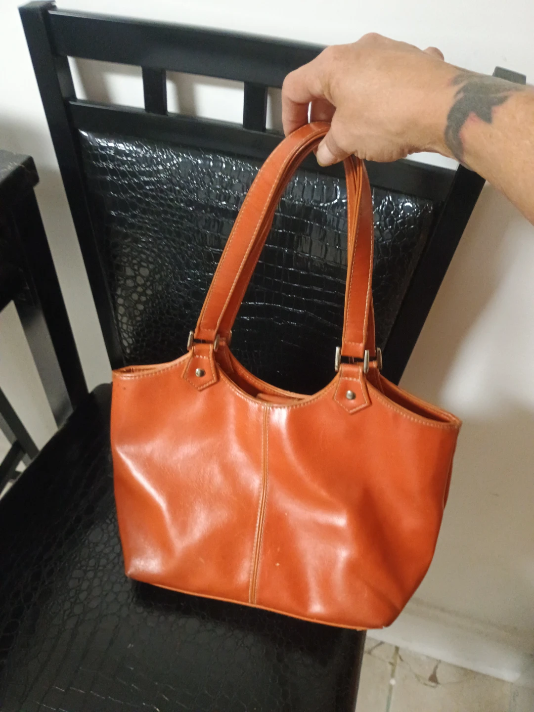 St. John's Bay Orange Leather Handbag with Coin Pouch