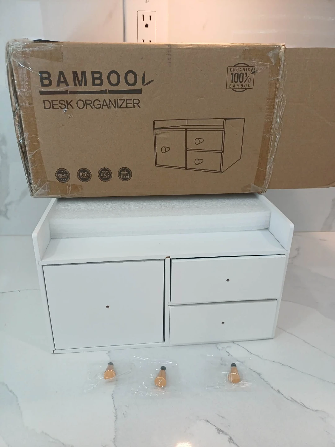 Bamboo Desk Organizer White - photo 2