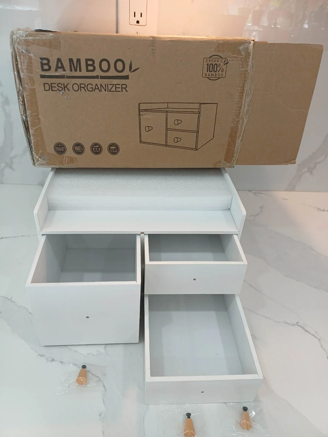 Bamboo Desk Organizer White - photo 3