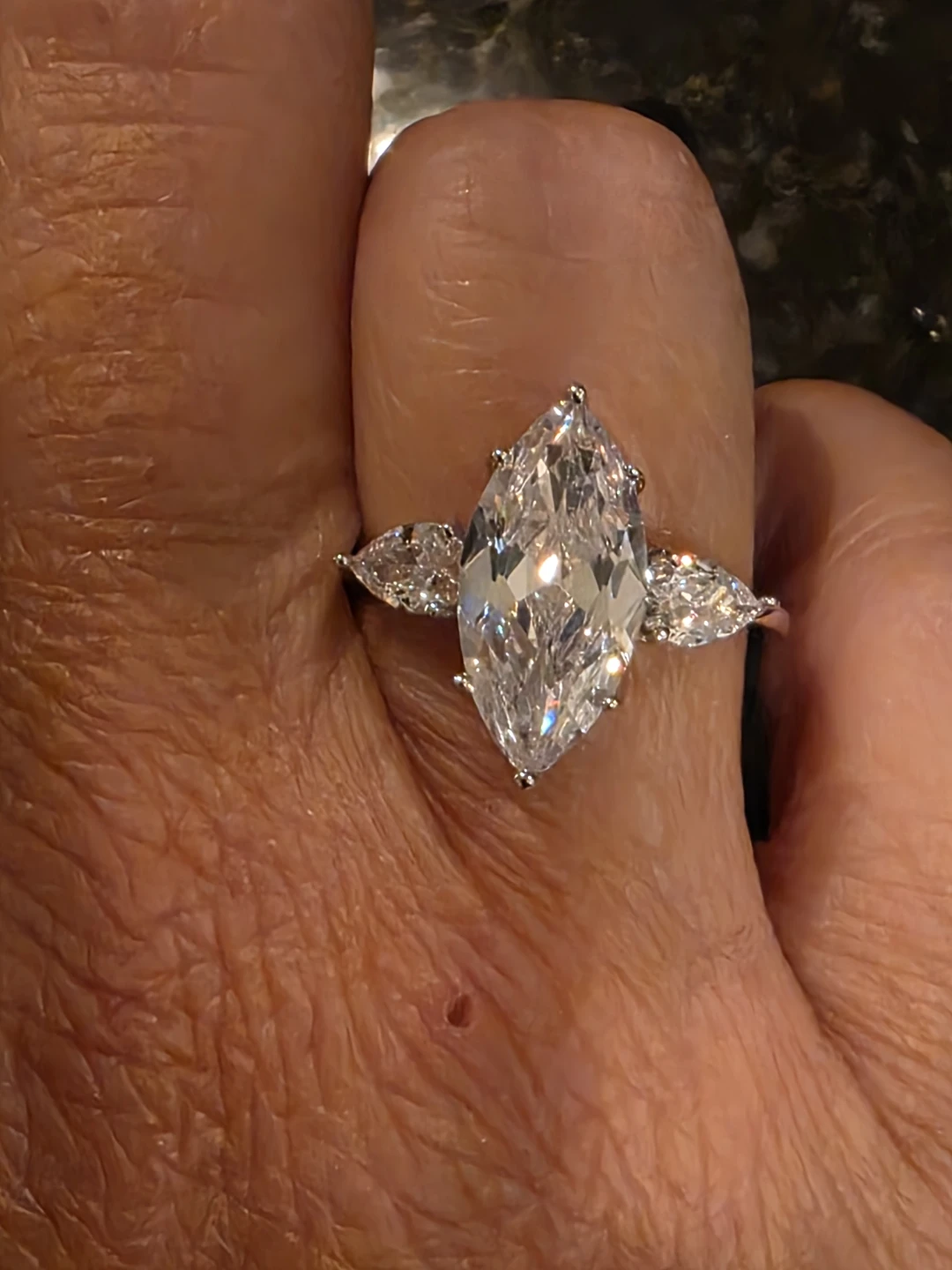Marquise Cut Moissanite Ring with GRA Certificate - Size 7.5