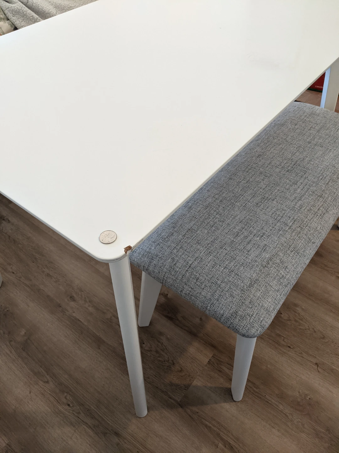White Dining Table and Bench Set - photo 5
