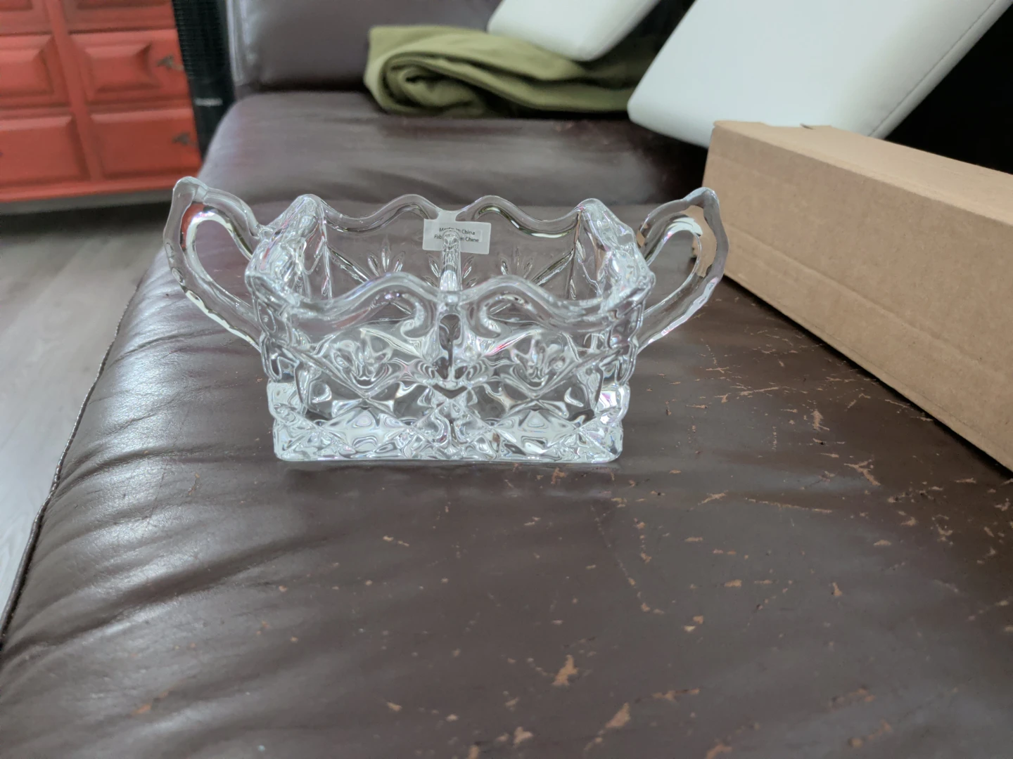 Clear Glass Candy Dish with Handles