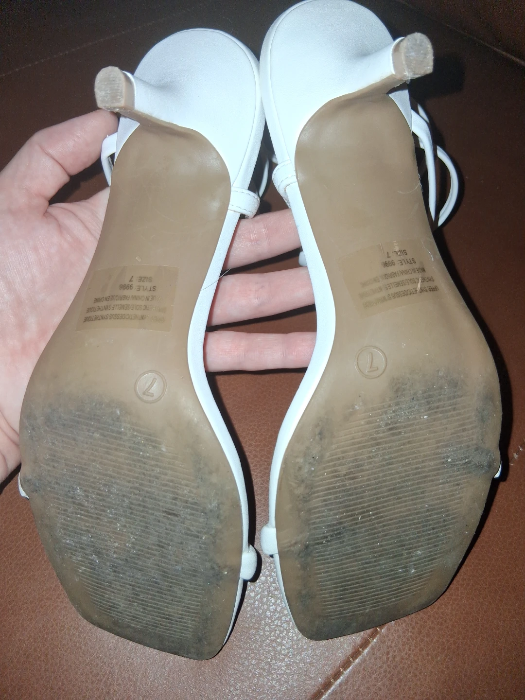 White Ankle Coil Heels Size 7 - photo 3