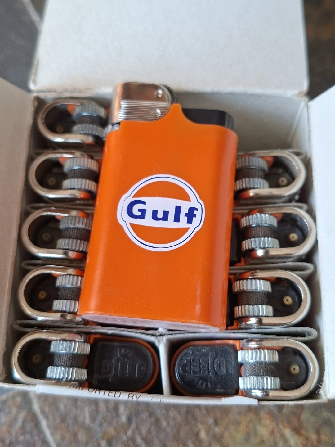 Vintage Gulf Oil DJEEP Lighters Full Box 10 NOS Advertising