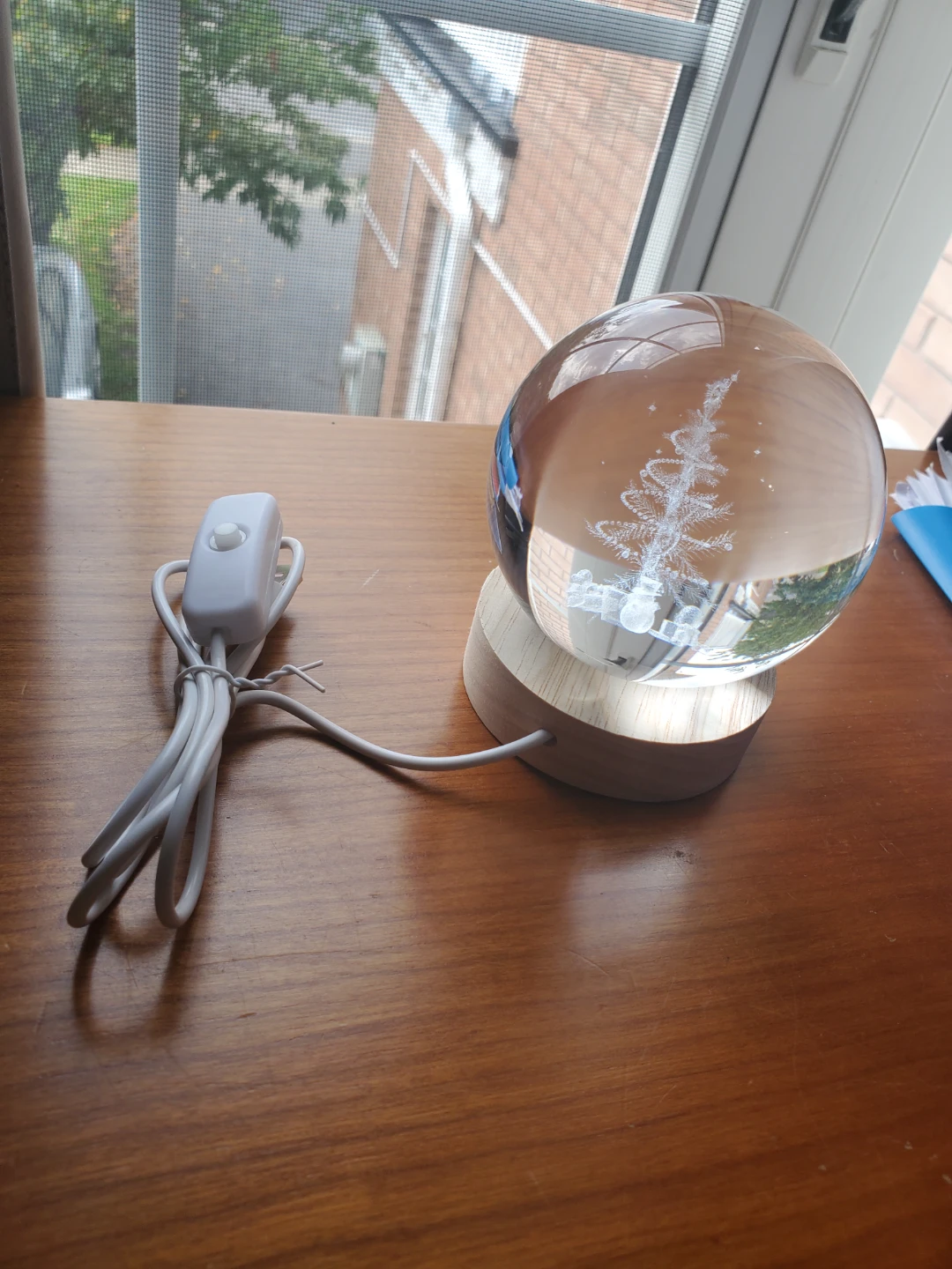 Glass Snow Globe with Christmas Tree Scene