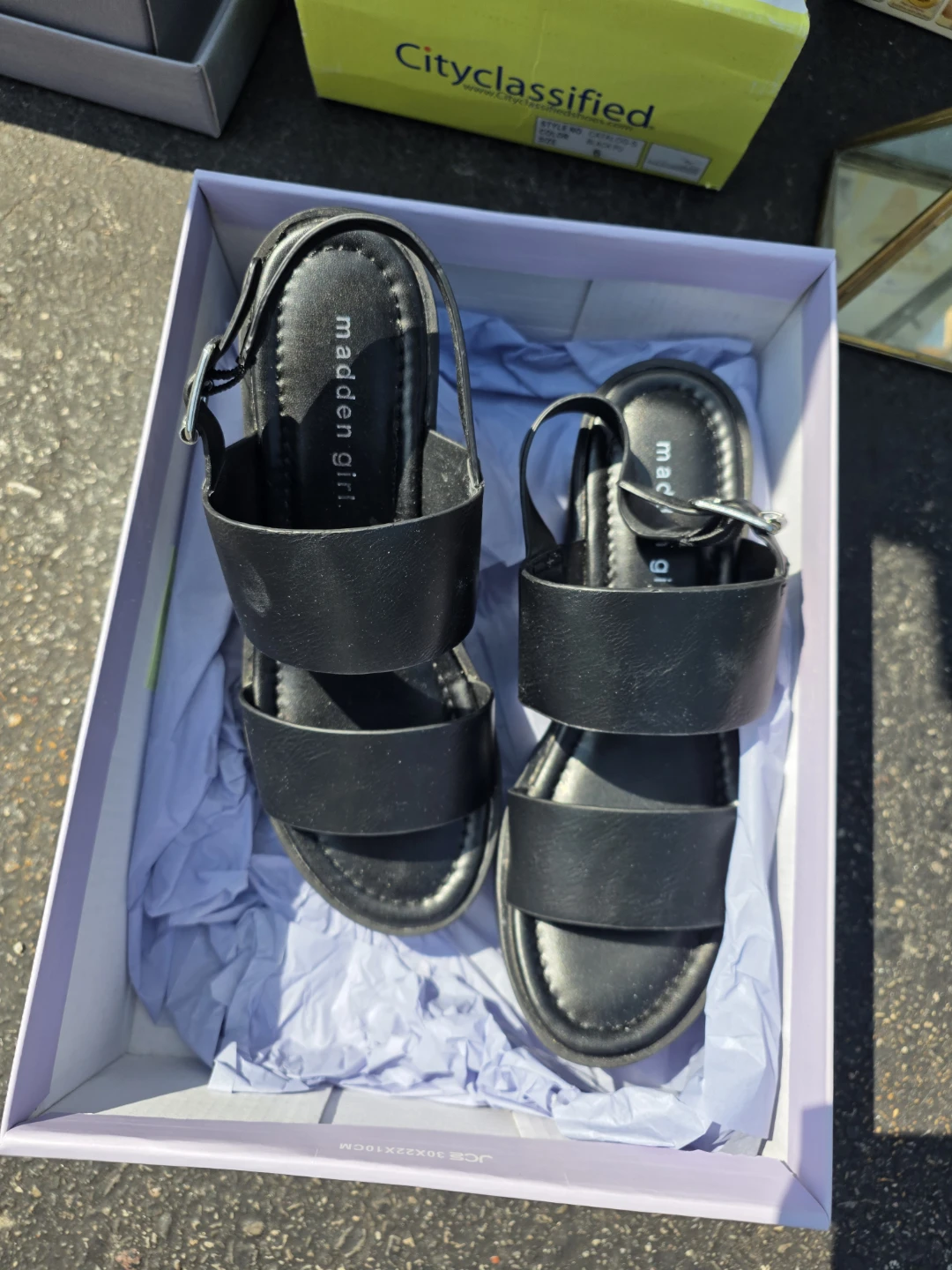 Madden Girl Black Flat Sandals