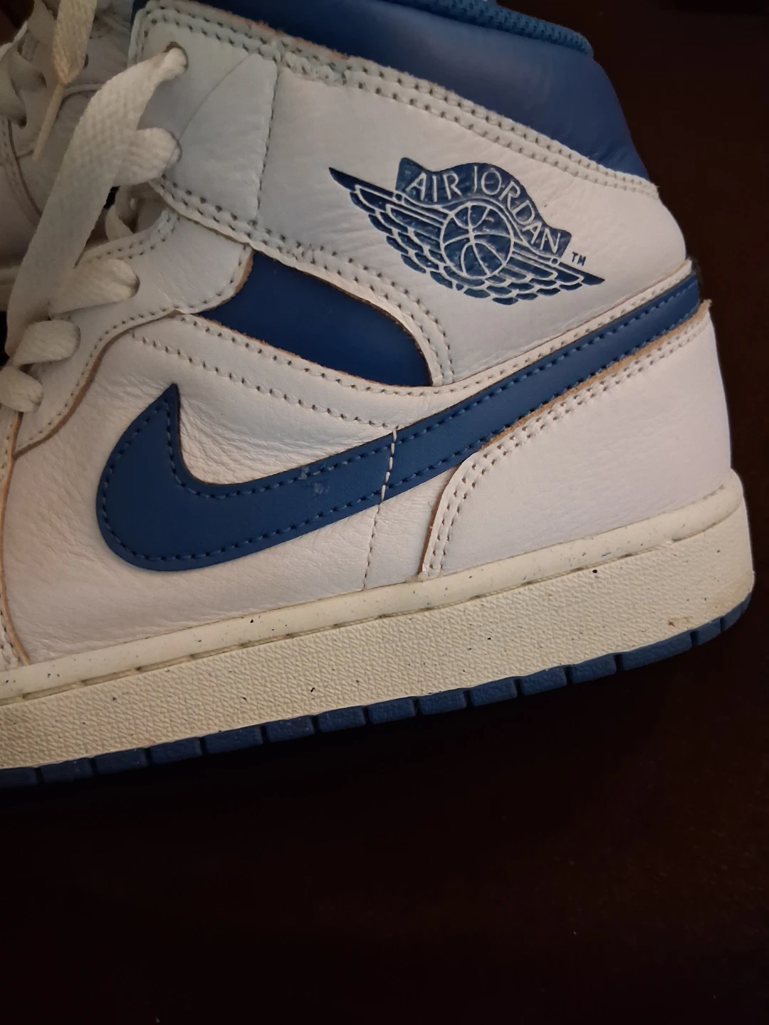 Nike Air Jordan 1 Mid White Blue Sneakers - photo 2