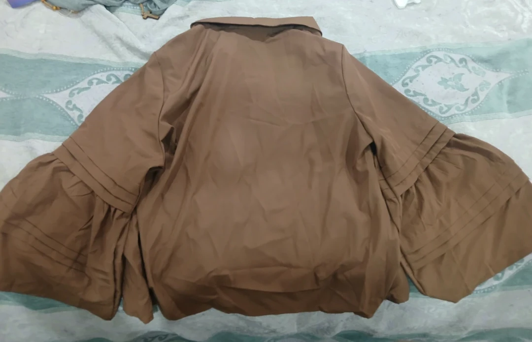 Brown Button-Up Shirt with Flared Sleeves - photo 3